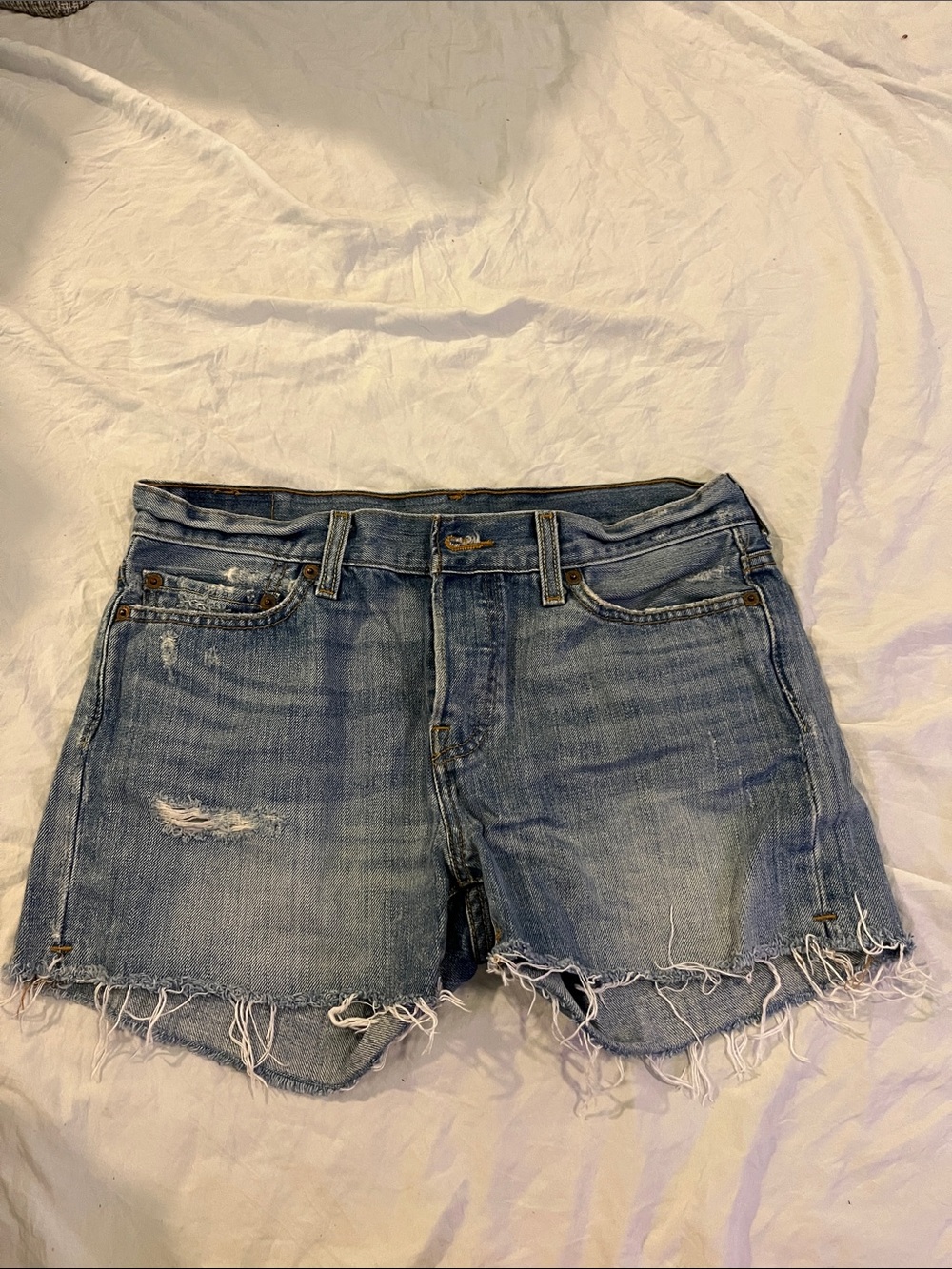 Levi's Light Blue Distressed Denim Cutoff Shorts